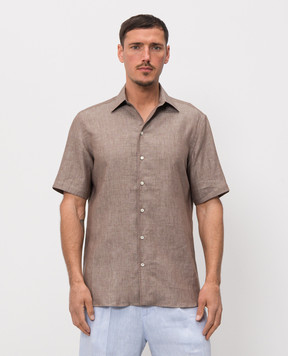 Castangia dal 1850 Brown linen shirt PDAMOD11S26