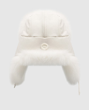 Yves Salomon SKI Ivory fox fur earflap hat 24WKA022XXU16G
