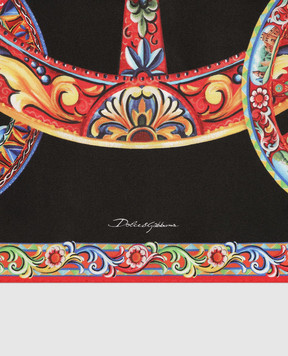 Dolce&Gabbana Black silk scarf with branded print FN090RGDDU5