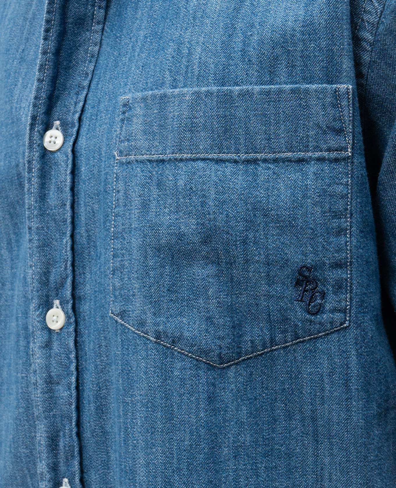 

Blue denim shirt with monogram logo Sporty & Rich
