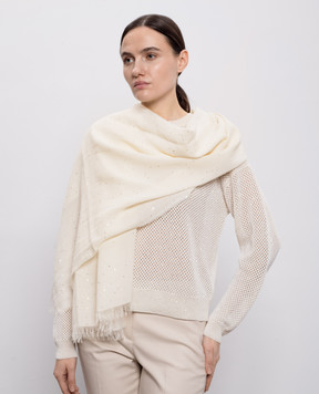 Peserico White scarf with sequins A31536C0CC750