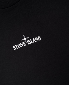 Stone Island Children's black T-shirt with emblem and logo L1S162100009S03771012