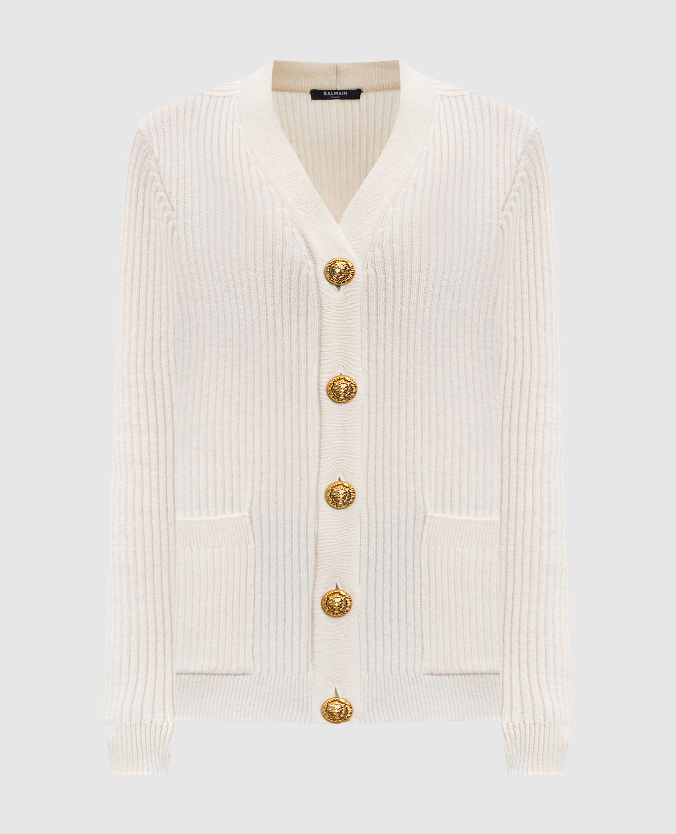 

White cashmere and wool cardigan Balmain