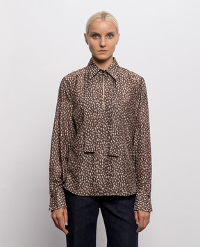 Brunello Cucinelli Brown printed silk blouse MG962M2Y05
