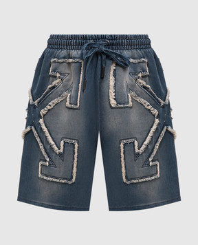 Off-White Blue shorts with logo patch 44MCI013S26D002
