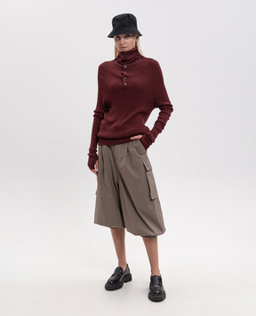 Y`S Yamamoto Burgundy ribbed sweater with silk YVK06682