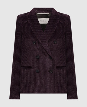 Peserico Burgundy double-breasted corduroy jacket with lurex S0140101577