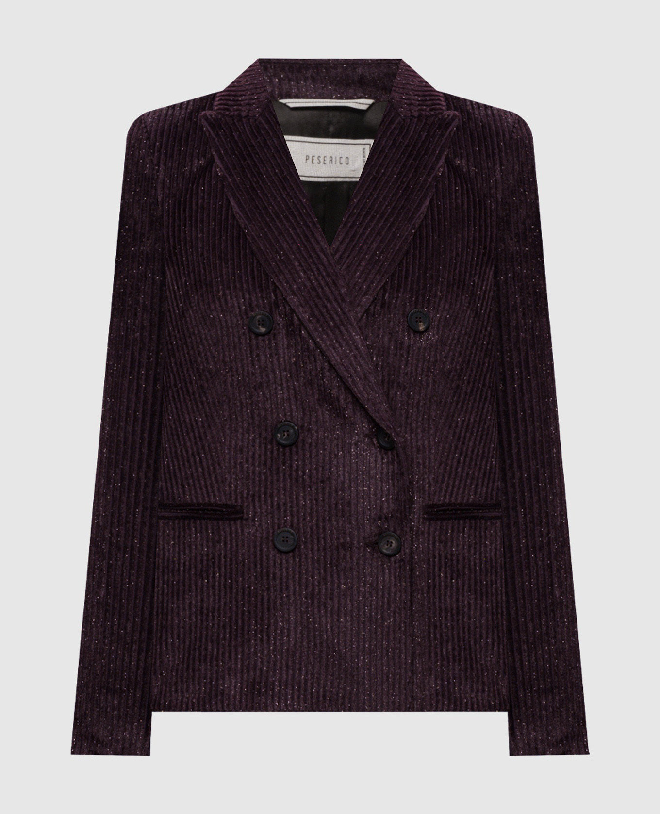 Burgundy double-breasted corduroy jacket with lurex