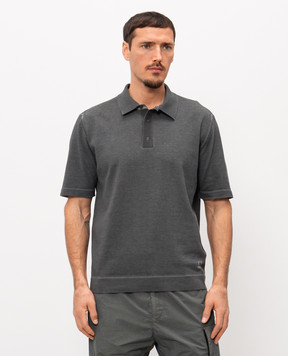 C.P. Company Grey polo shirt with logo print MKN204A110646S