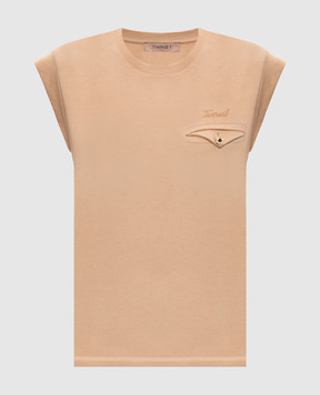 Twinset Beige top with logo embroidery 261TT2200