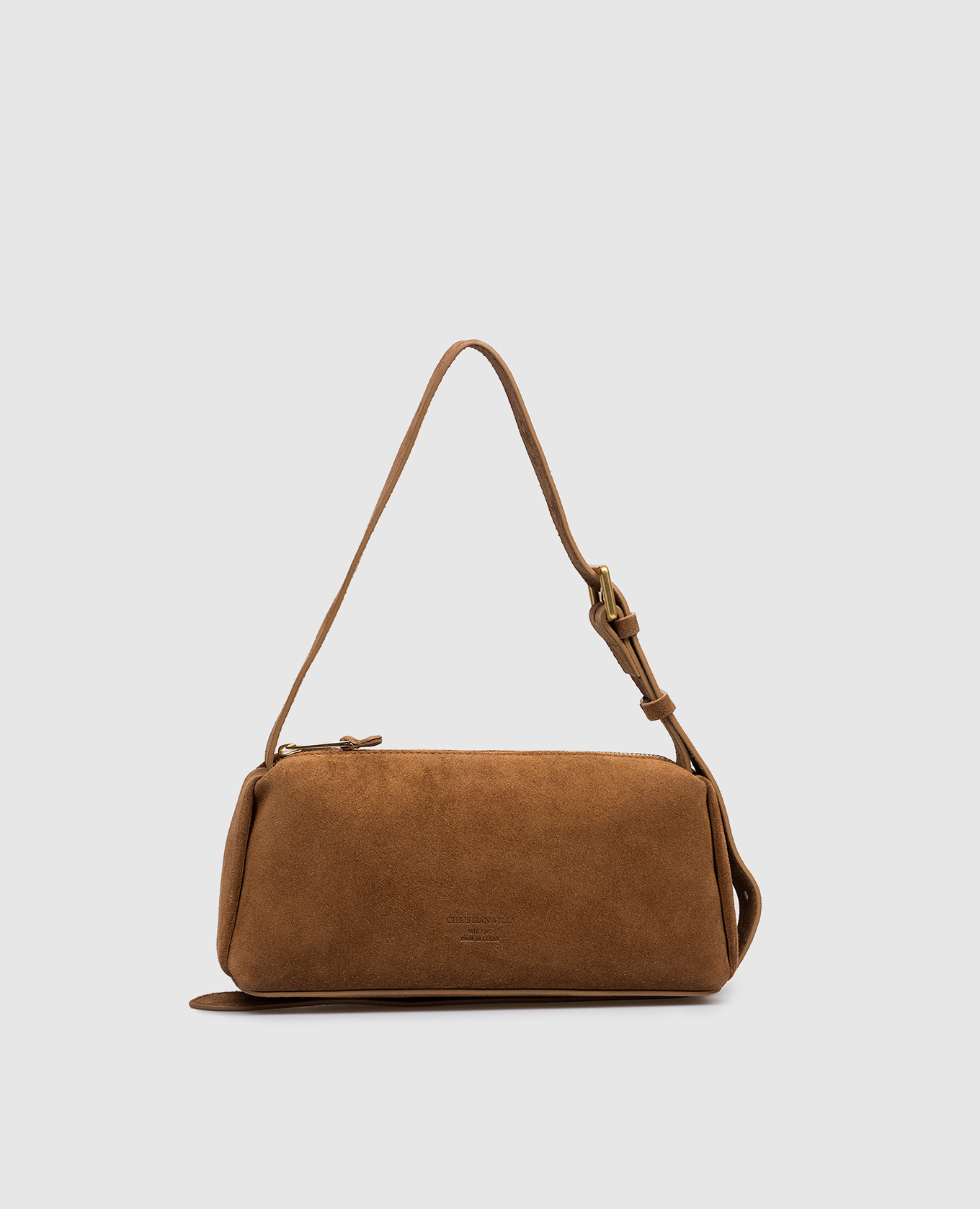 

Brown suede cross-body bag with logo embossing Christian Villa, Violet