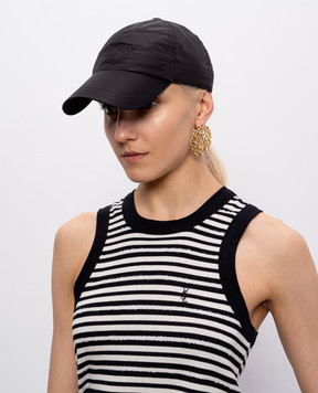 Saint Laurent Black cap with logo embroidery 8698213YU00