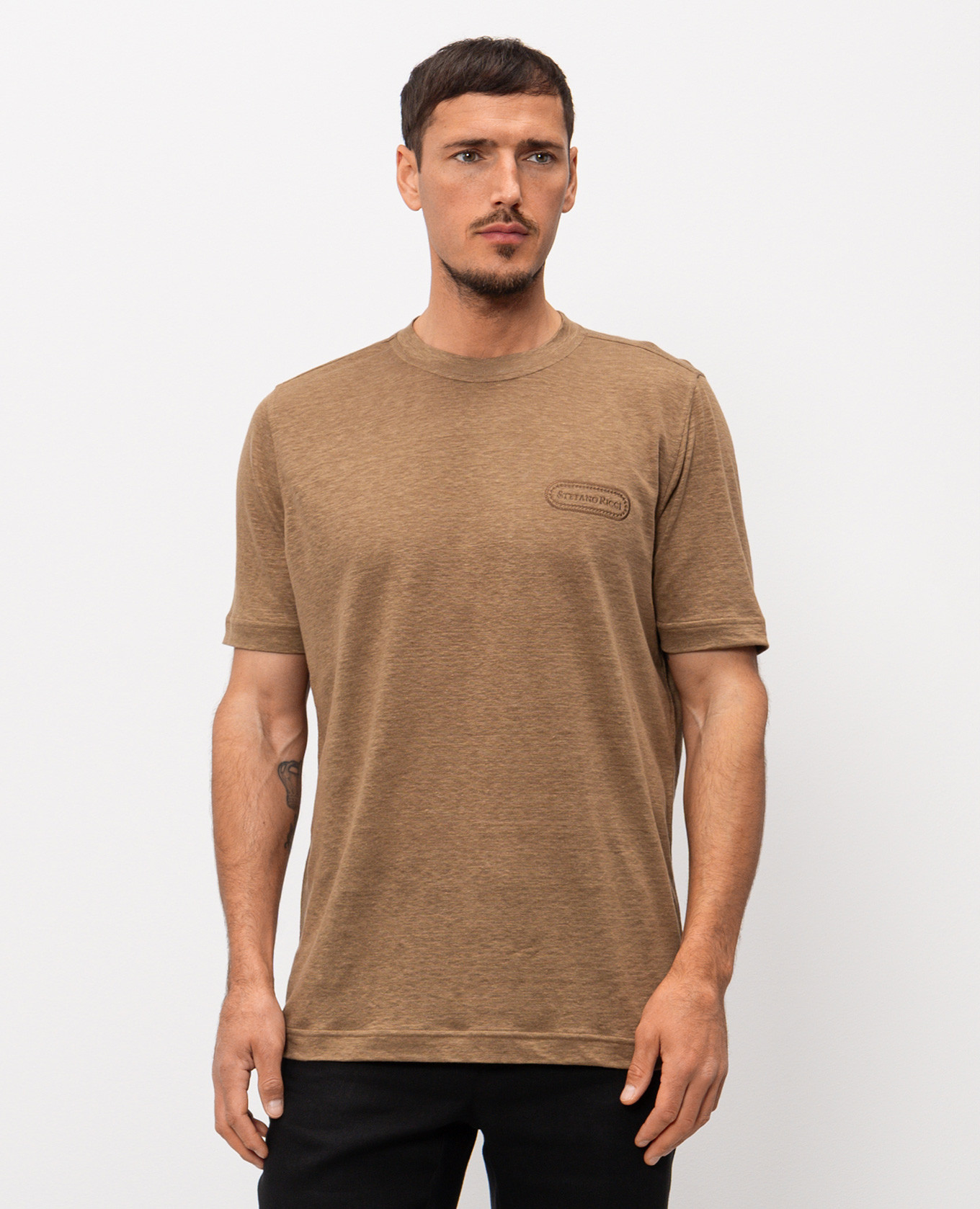 

Brown linen T-shirt Stefano Ricci