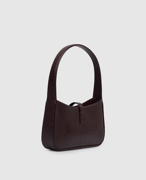 Saint Laurent Burgundy glossy leather bag LE 5À7 with reptile leather embossing 710318EABAN