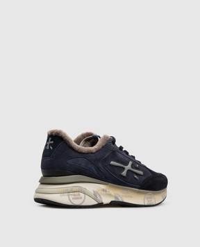Premiata Moerun blue suede sneakers with fur MOERUN7776M