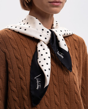 Valentino Ivory silk scarf with polka dots 9W2EI114PDK