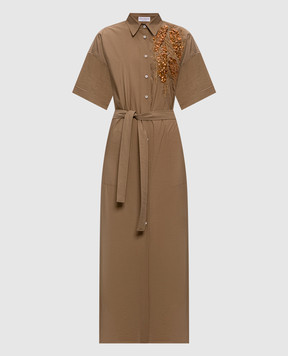 Brunello Cucinelli Brown shirt dress with sequins M0F79AHD91