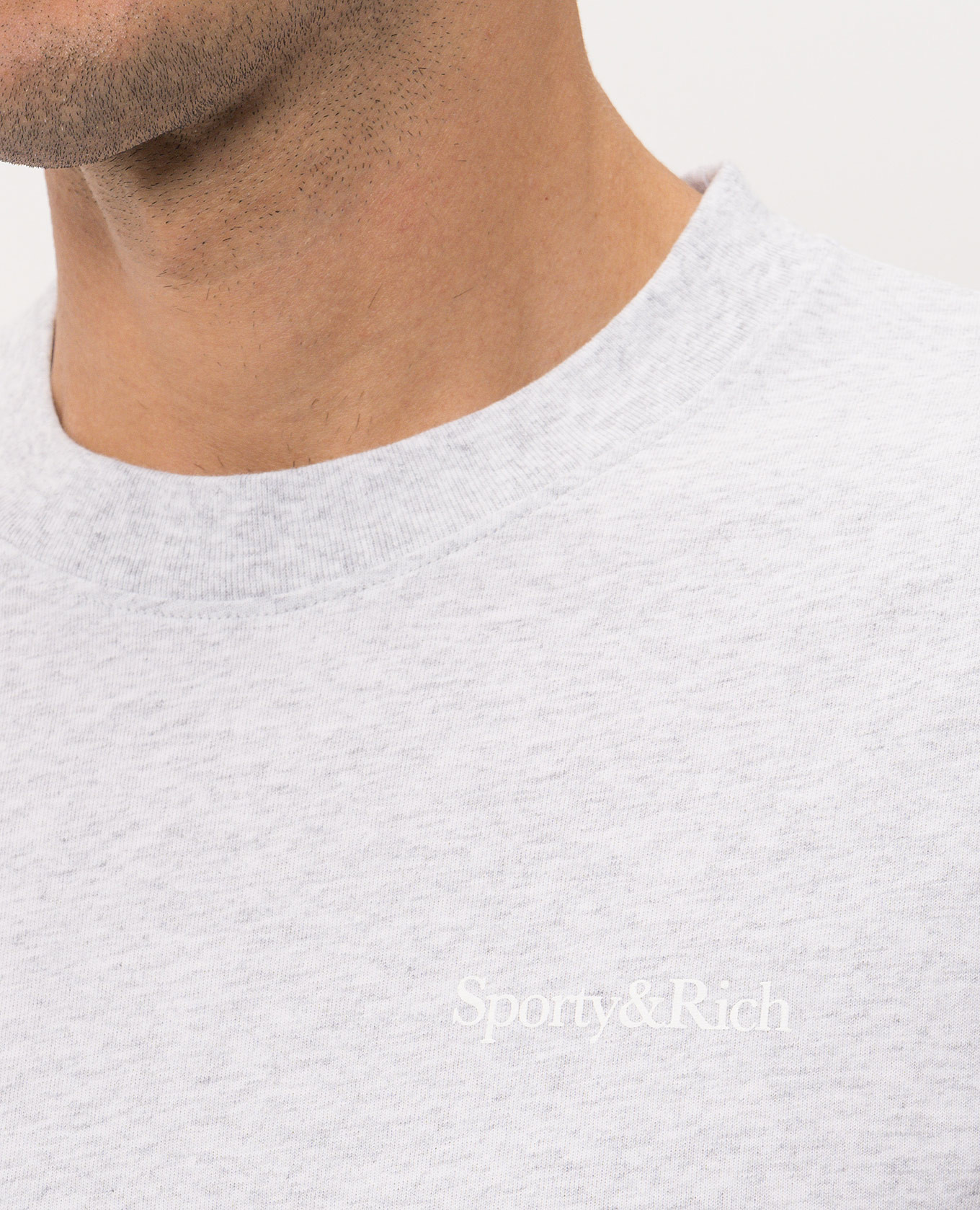 Grey melange T-shirt with logo print Sporty & Rich 4