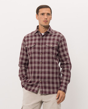 Brunello Cucinelli Burgundy checkered button-down shirt MY6554008