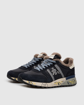 Premiata Blue Lander combination sneakers with fur LANDER8656M