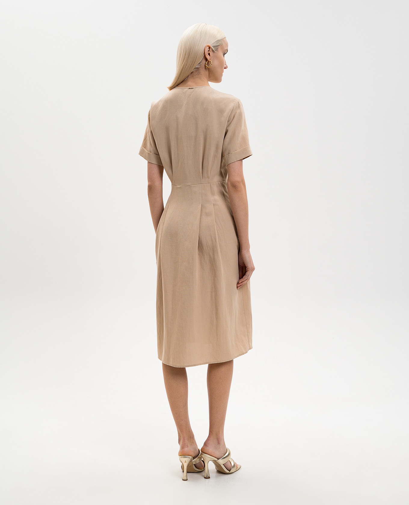 Beige dress with linen Twinset 3