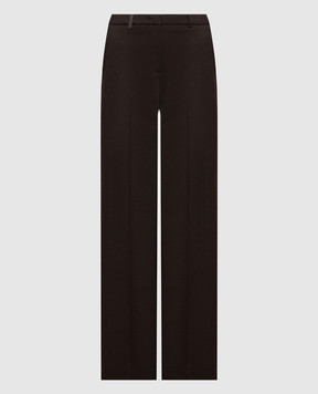 Peserico Brown wool pants with patch P0456702660