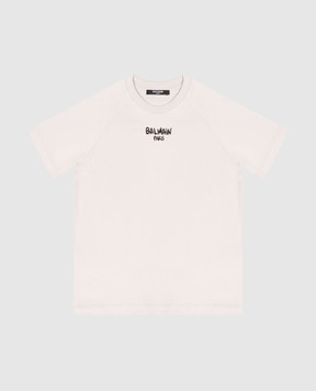 Balmain Children's gray T-shirt with logo print BZ8H31Z36721214