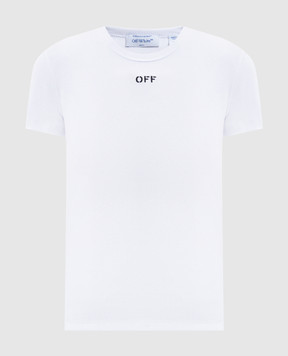 Off-White White ribbed T-shirt with logo 2AA065C99JER005