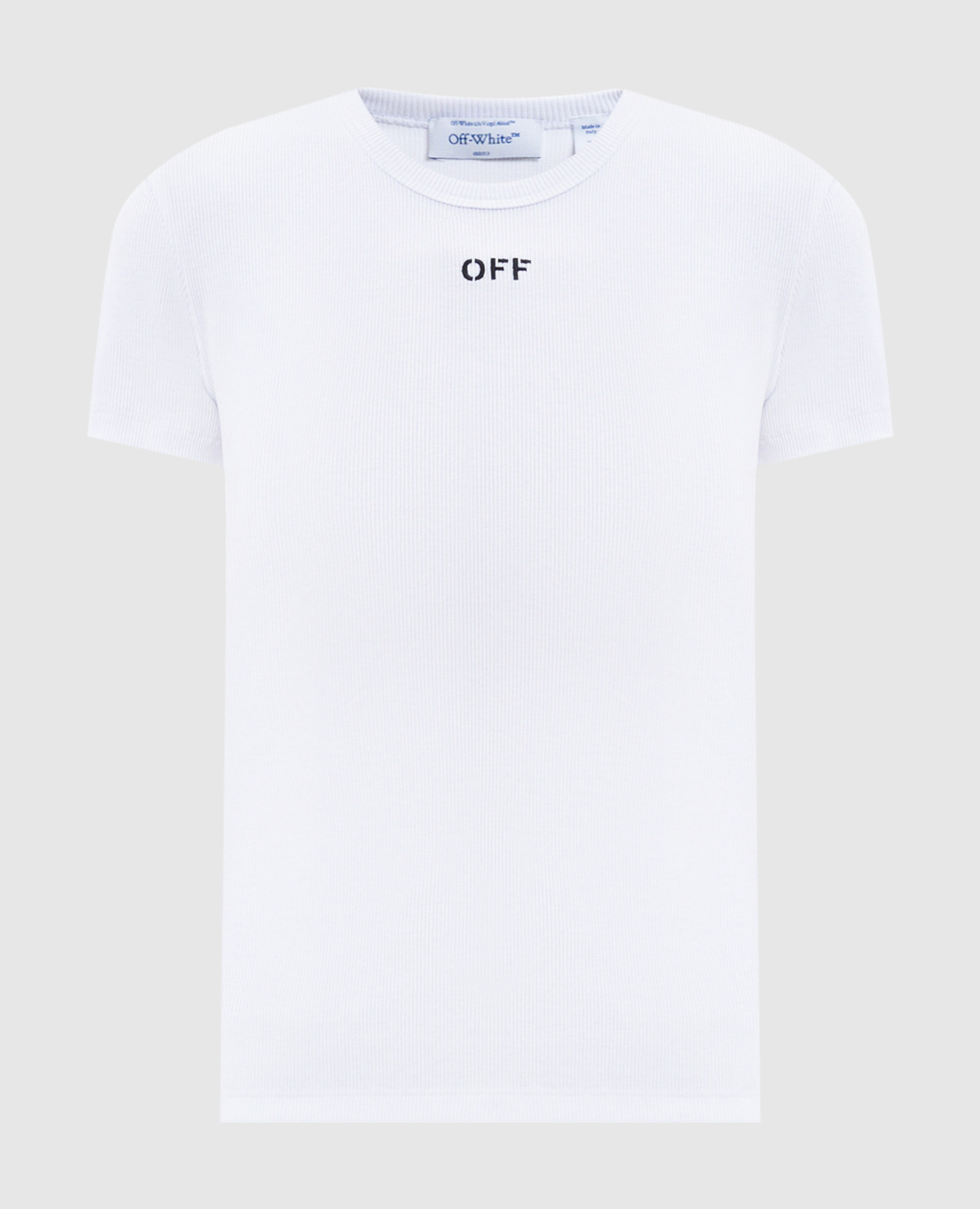 White ribbed T-shirt with logo