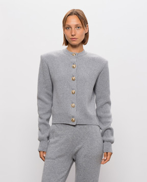 Balmain Grey cashmere and merino wool cardigan CA0000000013