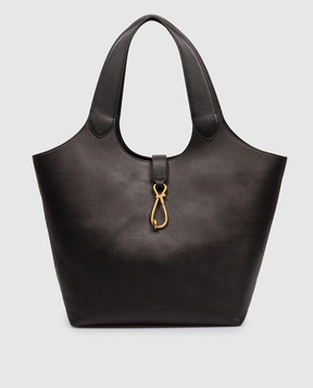 Twinset Black leather tote bag with logo 261TB7130