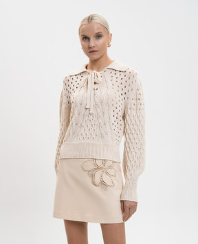 Twinset Beige openwork sweater 261TP3492
