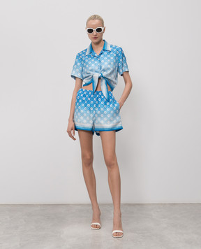 Casablanca Blue printed silk blouse WSS26SH26601
