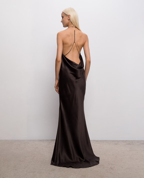 Tom Ford Brown silk dress with an open back AB3711FAX1720