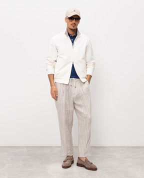 Brunello Cucinelli Beige striped linen pants MZ412E1710