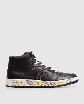 Premiata Marc children's black leather high-tops 323694682735