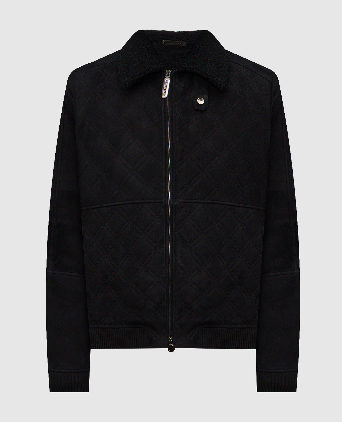Black quilted sheepskin coat