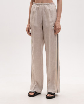 Palm Angels Beige linen pants with stripes PWCJ03CS26FAB001
