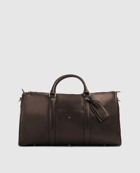 Doucal's Brown leather travel bag with embossed logo DB002303UT284