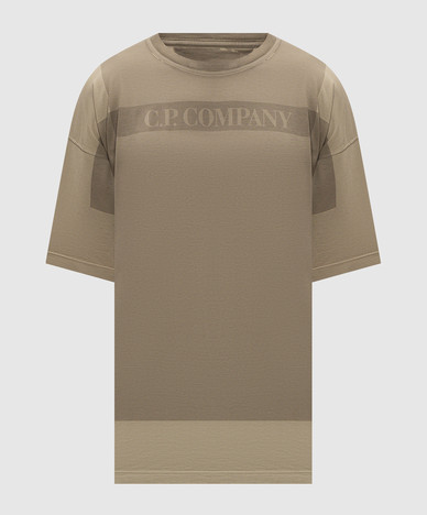 T-shirt color kaki con stampa