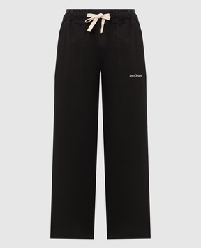 Palm Angels Black pants with logo embroidery PAMCA004FB001