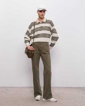 Brunello Cucinelli Khaki jeans with logo patch M0H81P5568