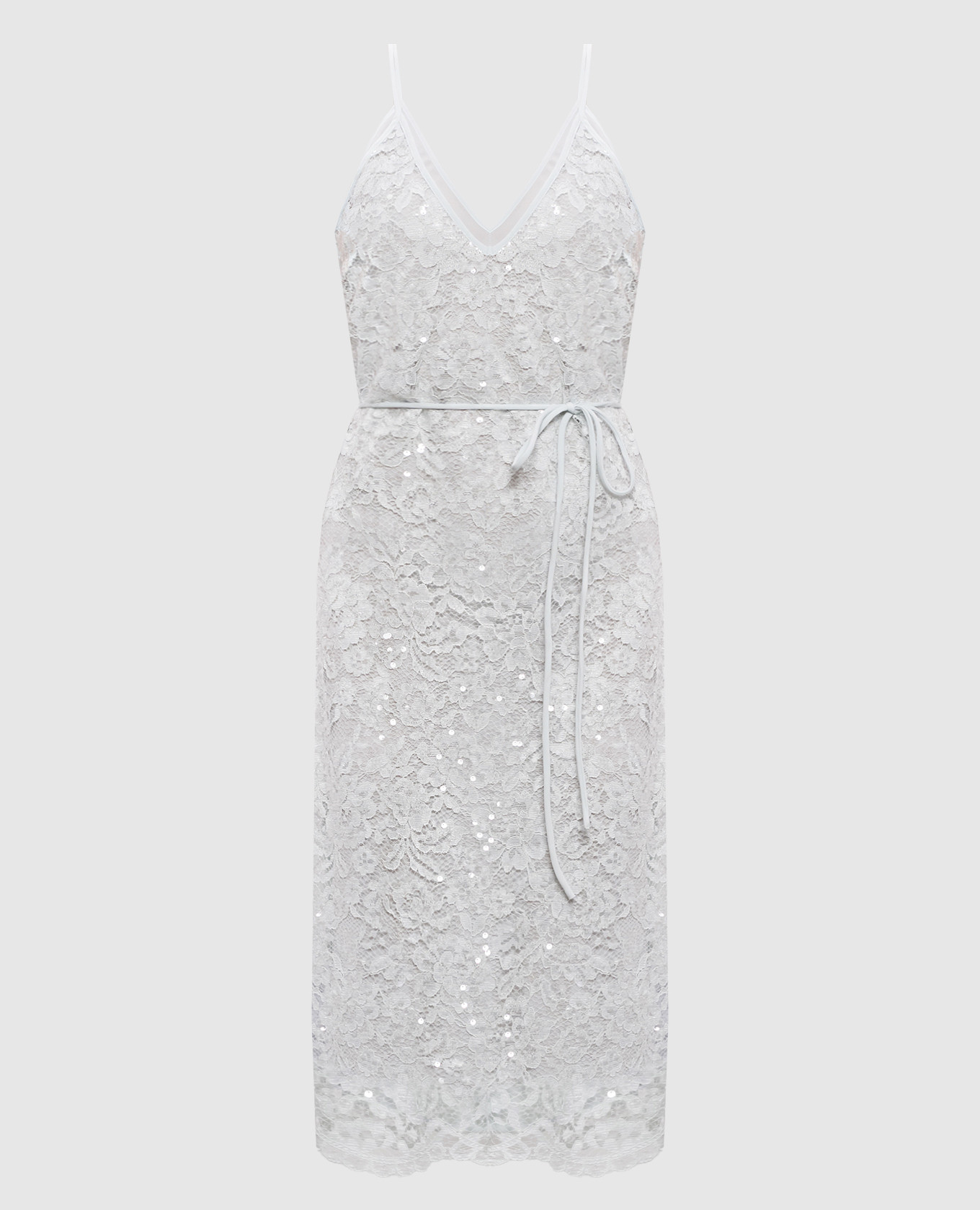 Green lace midi dress with sequins