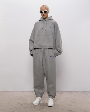 Vetements Grey reversible hoodie with logo embroidery MH27HD223G