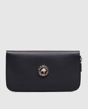 Stefano Ricci Blue leather clutch wallet with metal emblem PP312GPVD