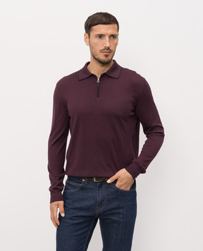 Stefano Ricci Purple wool, silk and cashmere polo with monogram KE08004P30E26374