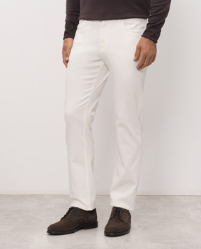 Canali White jeans with logo patch PD0163791719
