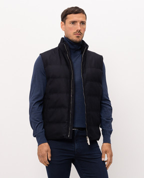 Stefano Ricci Blue wool and cashmere down vest MDJ63002105803