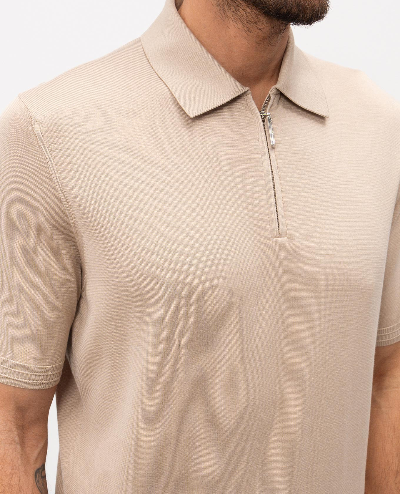 

Beige silk polo shirt Stefano Ricci