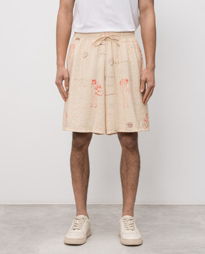 Misbhv Beige Devil Postcard Shorts 260M301